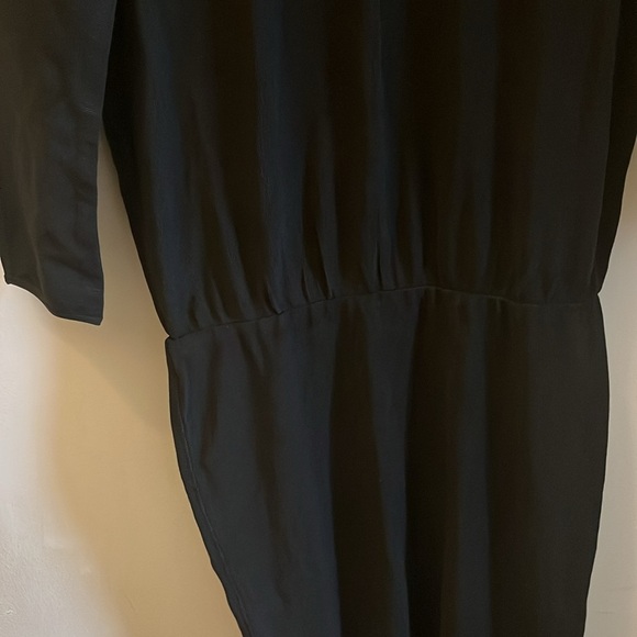 James Perse Dress Elastic Waist 3/4 Sleeves Crewneck JP Size 2 Medium Black - Picture 5 of 11